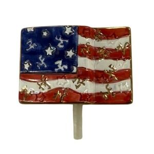 Nora Fleming USA‎ Flag Retired Initials Embossed Stars Chip on Bottom